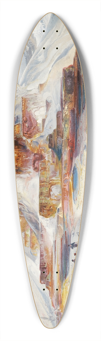 Thomas Moran - Hot Springs of Gardiners River, Yellowstone 39.3 inch art pintail longboard deck