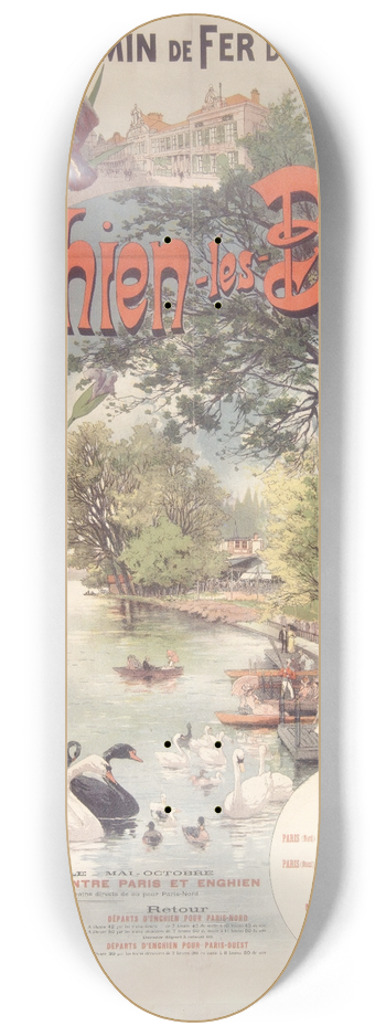 Gustave Fraipont - Chemin de fer du Nord. Enghien-les-Bains, Val-dOise 8.25 inch art skate deck