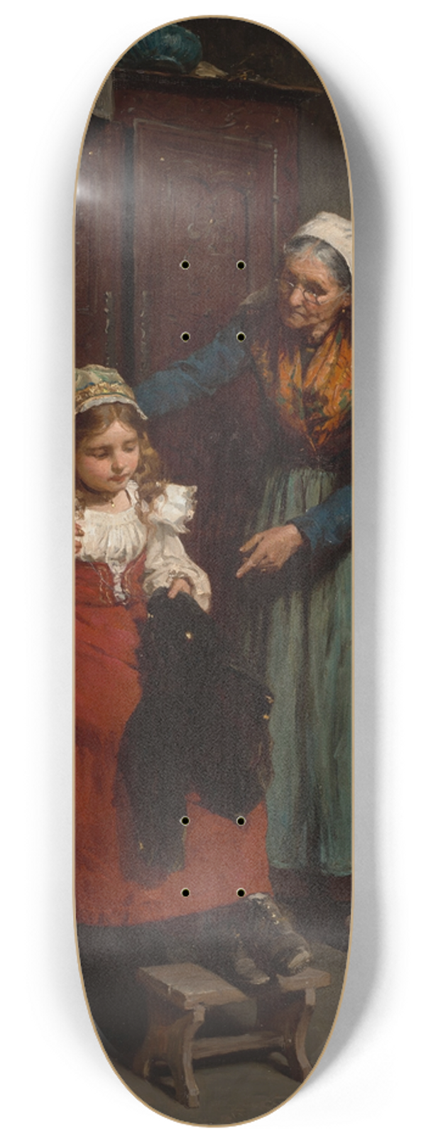 Gustave Henry Mosler - The Sewing Lesson 8.25 inch art skate deck
