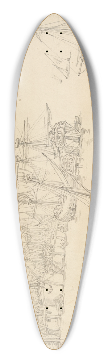 Thomas Rowlandson - Harbor scene 39.3 inch art pintail longboard deck