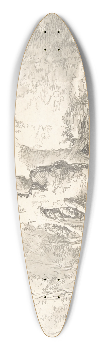 Thomas Rowlandson - Wooded Landscape with Ruins 39.3 inch art pintail longboard deck