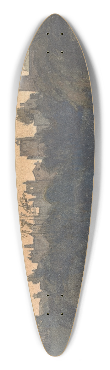 Thomas Sully - Town Scene on River 39.3 inch art pintail longboard deck