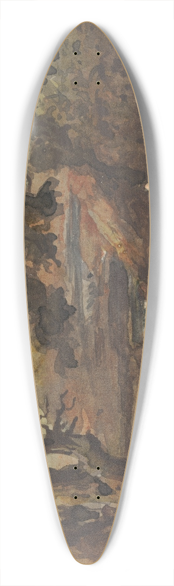 Thomas Sully - Two Figures in Stream, Bordered by Large Trees 39.3 inch art pintail longboard deck