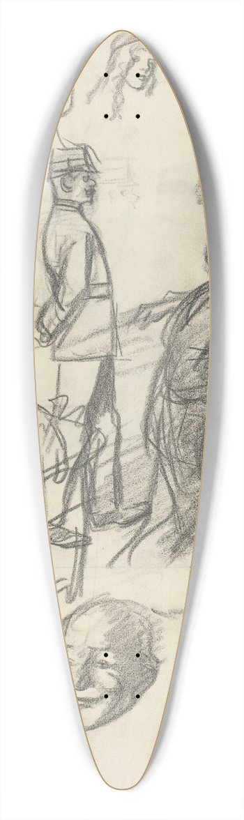 Thophile Alexandre Steinlen - Sketches for Lovers on a Bench 39.3 inch art pintail longboard deck