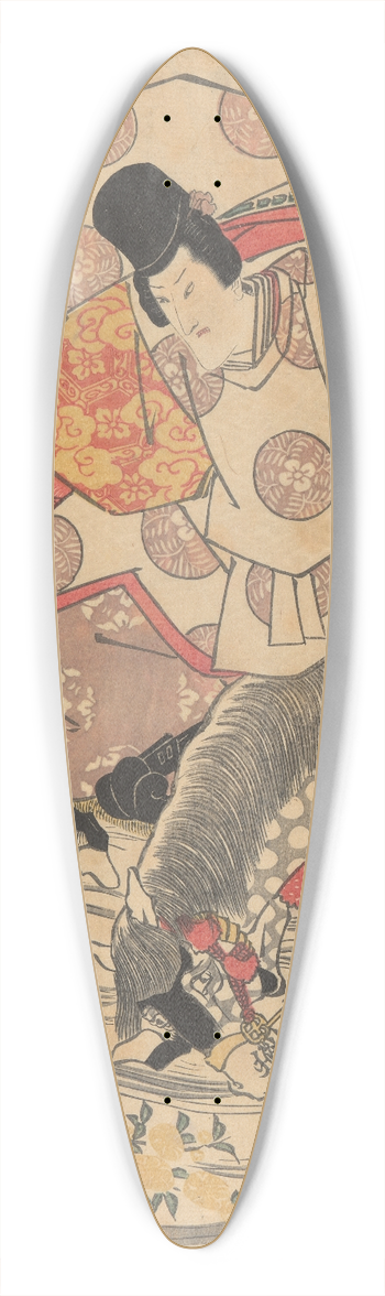 Toyokuni Utagawa - Warrior on Horse Wading River 39.3 inch art pintail longboard deck