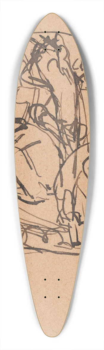 Umberto Boccioni - Composition Study for The Street Pavers 39.3 inch art pintail longboard deck