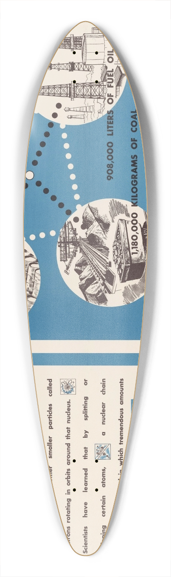 U.S. Information Agency - Atoms for Peace 39.3 inch art pintail longboard deck