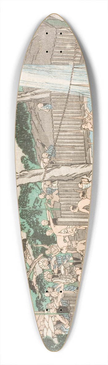 Utagawa Kuniyoshi - Rben Waterfall at Mount yama 39.3 inch art pintail longboard deck