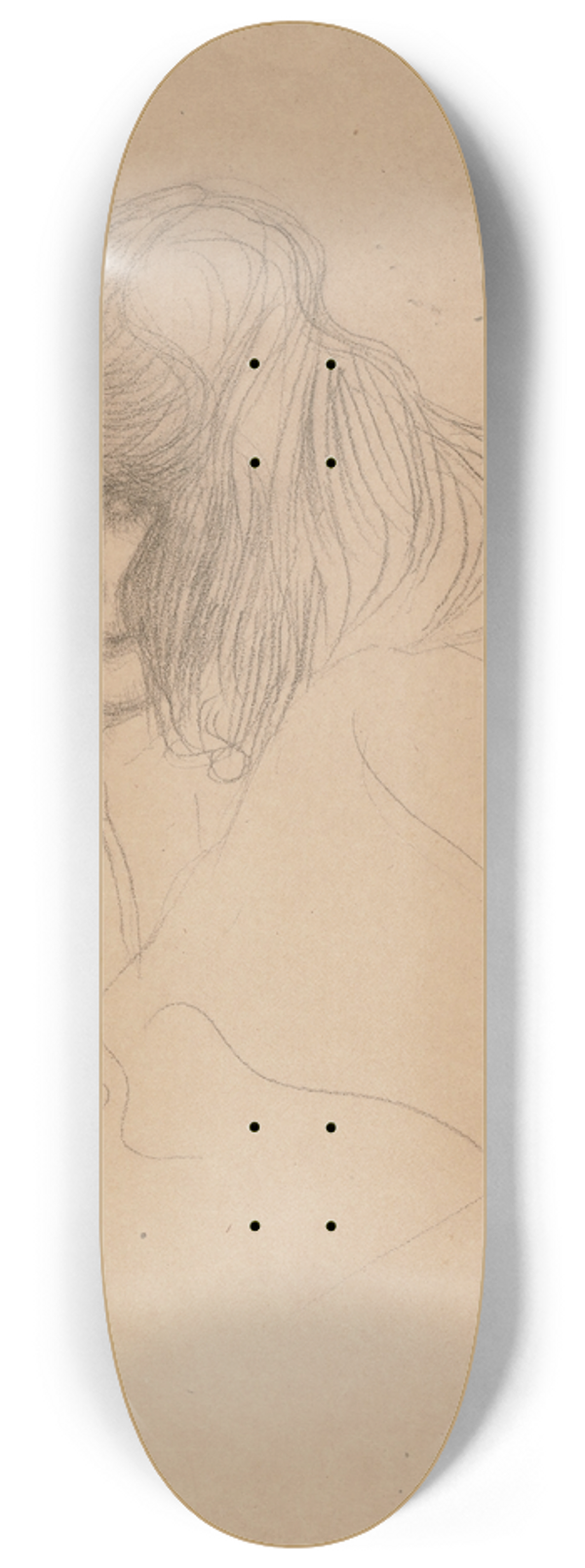 Gustav Klimt - Head of a Woman in Three-Quarter Profile (Study for the Beethoven Frieze) 8.25 inch art skate deck