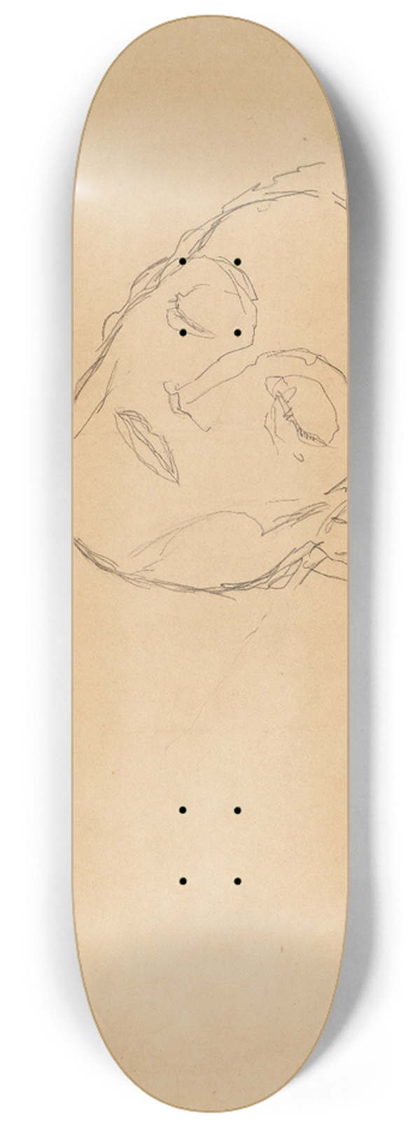 Gustav Klimt - Male head turned to the right with closed eyes 8.25 inch art skate deck