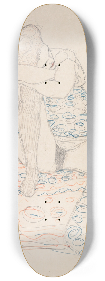 Gustav Klimt - Seated Figure with Gathered up Skirt 8.25 inch art skate deck