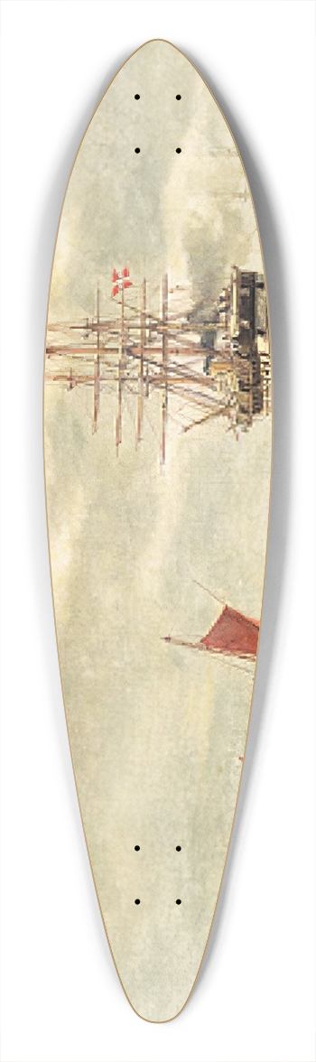 Vilhelm Bille - Marine Med Skibe Ud For By Ved Kysten 39.3 inch art pintail longboard deck