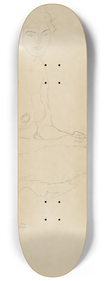 Gustav Klimt - Sitzender Akt nach rechts 8.25 inch art skate deck