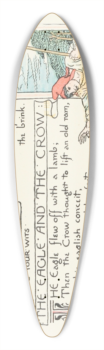 Walter Crane - The Crow and the Pitcher, The Eagle and the Crow 39.3 inch art pintail longboard deck