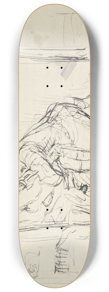 Gustav Schraegle - Frau kniet vor einem im Stuhl sitzendem Kind 8.25 inch art skate deck