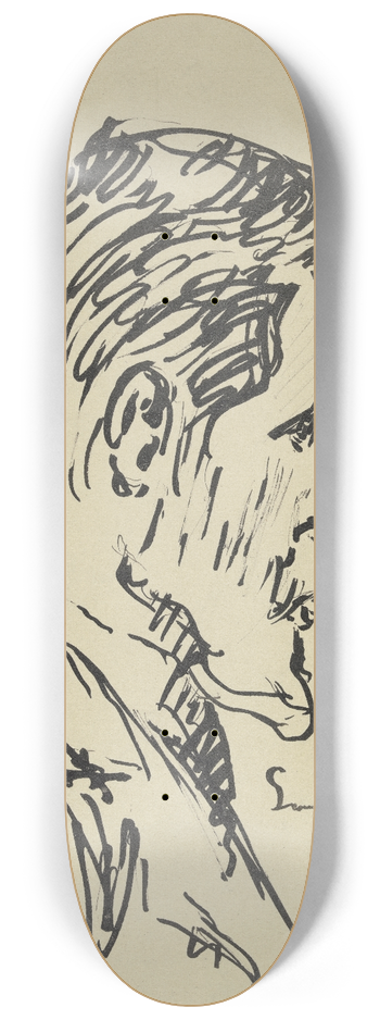 Gustav Schraegle - Self-portrait in profile 8.25 inch art skate deck