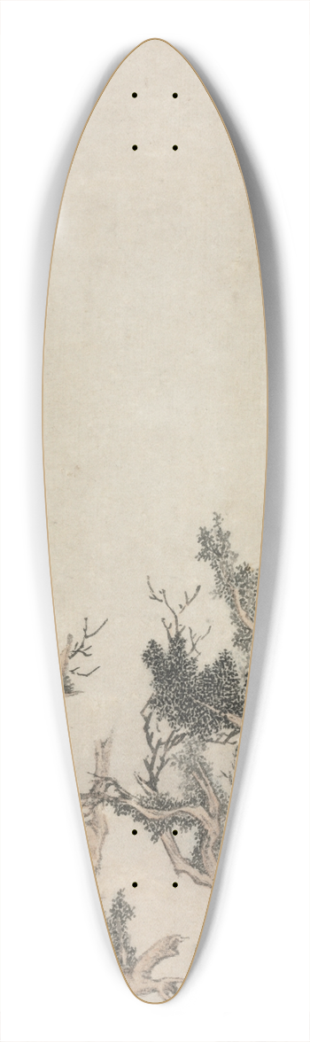 Wen Zhengming - Old Trees by a Wintry Brook 39.3 inch art pintail longboard deck