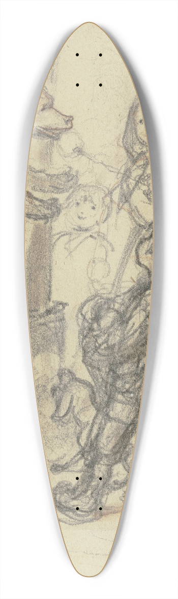 Wilhelm Amandus Beer - Children with a dancing bear 39.3 inch art pintail longboard deck