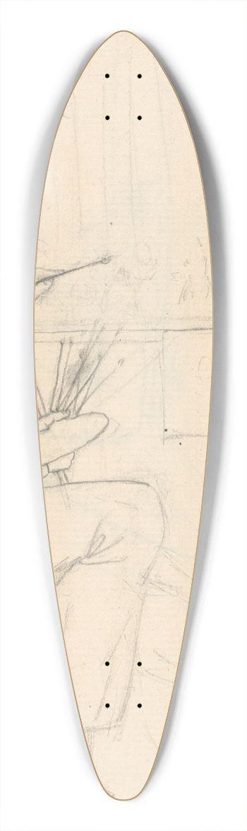 Wilhelm Bendz - Portrait of the Painter Ditlev Martens at Work Behind and Easel 39.3 inch art pintail longboard deck