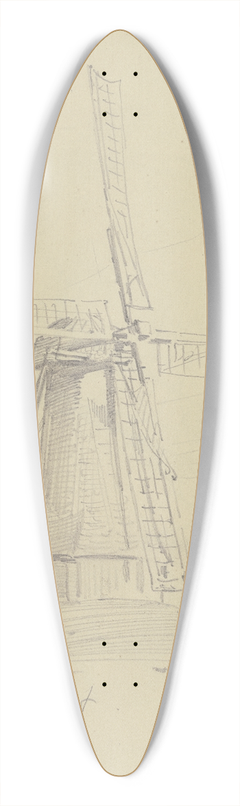 Wilhelm Busch - Dutch windmill 39.3 inch art pintail longboard deck
