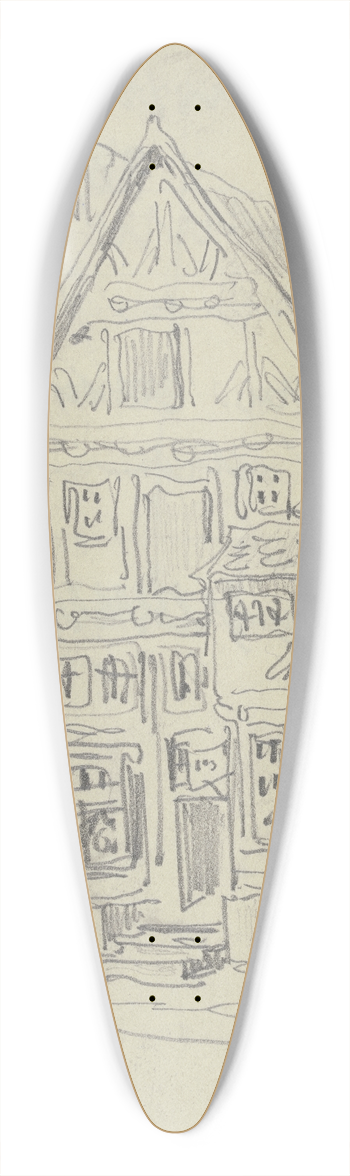 Wilhelm Busch - Row of houses 39.3 inch art pintail longboard deck