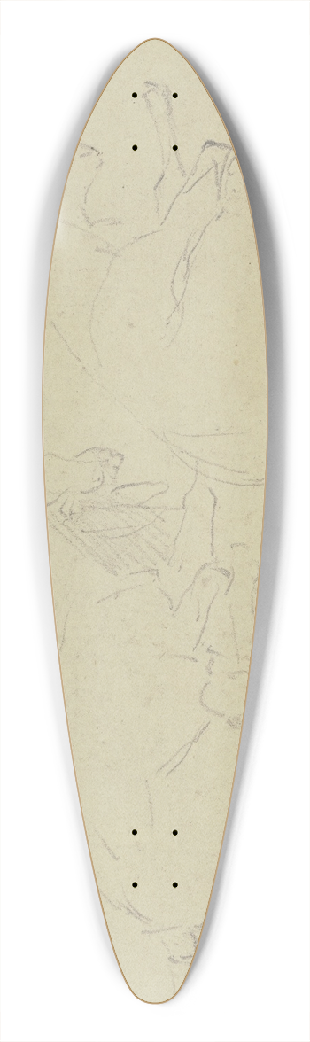 Wilhelm Gentz - Two goats 39.3 inch art pintail longboard deck