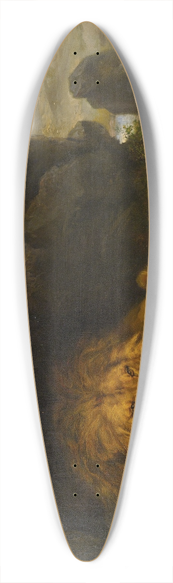Wilhelm Kuhnert - Two Lions In A Cave 39.3 inch art pintail longboard deck