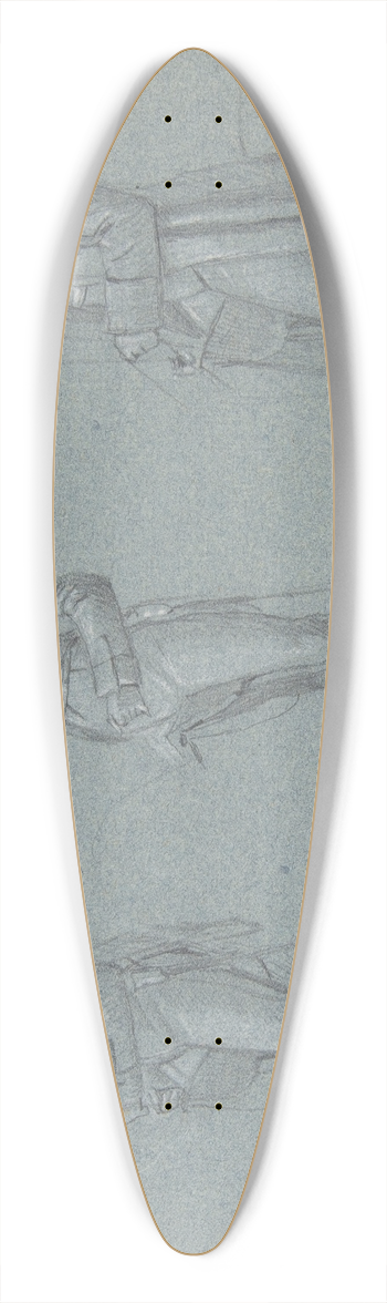 Wilhelm von Kobell - Three studies on a man on a saddle 39.3 inch art pintail longboard deck