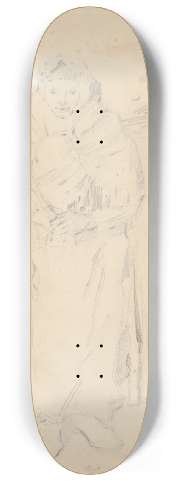 Gustv Mall - Old Woman with a Hamper (Study of a Woman Carrying Twigs) 8.25 inch art skate deck