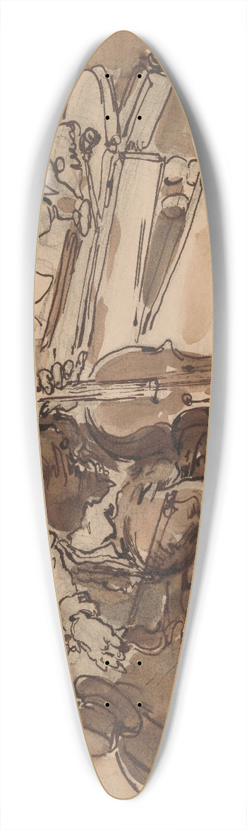 Willem Linnig the Younger - The Cello Player 39.3 inch art pintail longboard deck