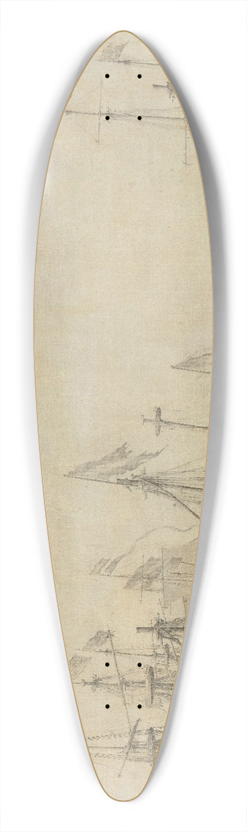 Willem van de Velde the Elder - Ships after the Battle 39.3 inch art pintail longboard deck