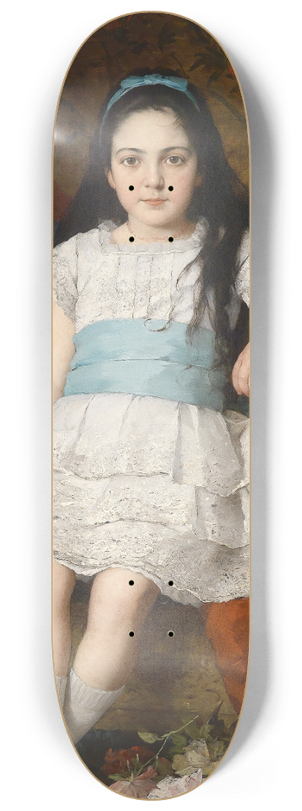 Gyrgy Vastagh - Portrait of a girl in a white dress with a blue sash 8.25 inch art skate deck