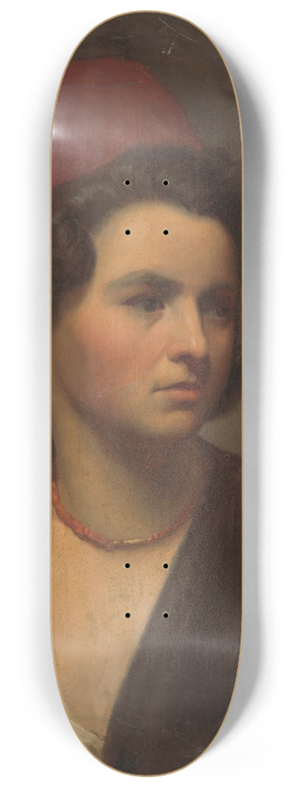 Gyula Benczr - Portrait of a girl in a red scarf 8.25 inch art skate deck