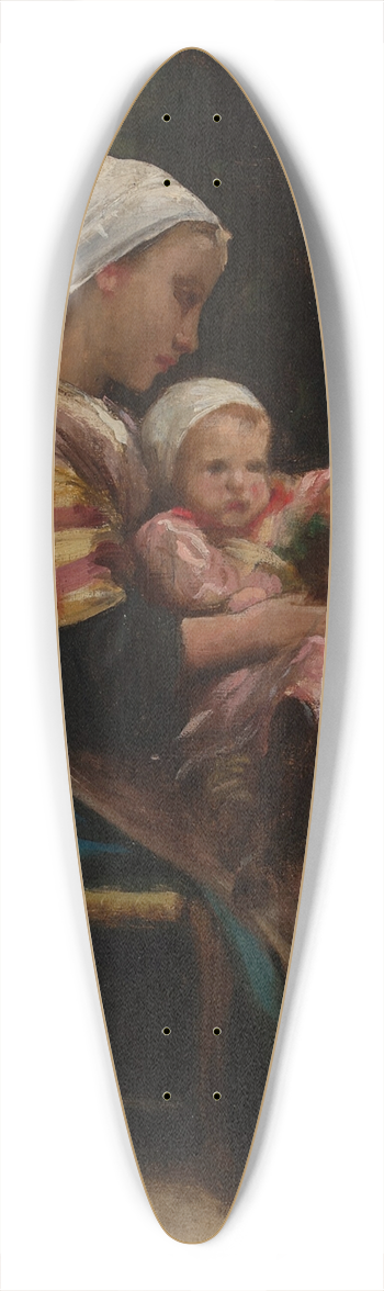 William Bouguereau - Study of a Mother and Child 39.3 inch art pintail longboard deck