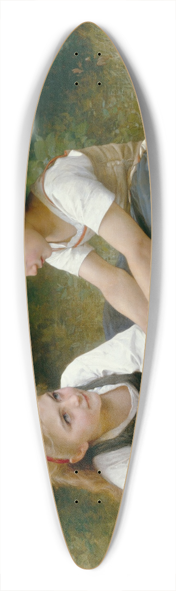 William Bouguereau - The Nut Gatherers 39.3 inch art pintail longboard deck
