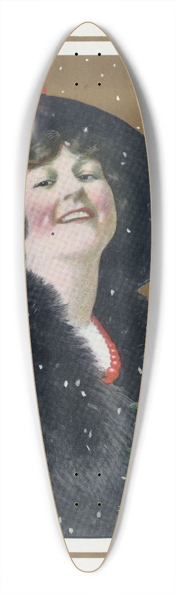 William Ely Hill - Christmas Puck 39.3 inch art pintail longboard deck