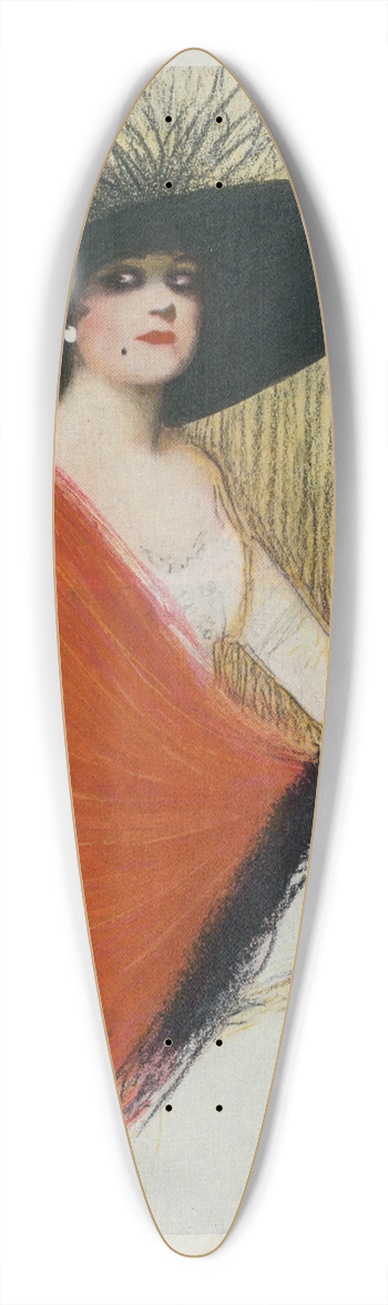William Ely Hill - Hand painted 39.3 inch art pintail longboard deck