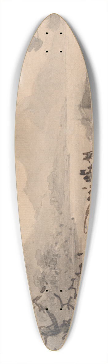 William Gilpin - A Lake with Mountains Rising Beyond 39.3 inch art pintail longboard deck