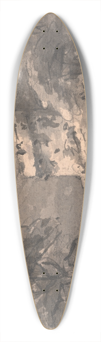 William Gilpin - Landscape with a Ruined Castle on the Right 39.3 inch art pintail longboard deck