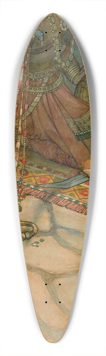William Heath Robinson - Oriental illustration 39.3 inch art pintail longboard deck