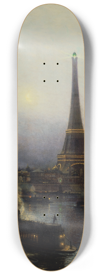 Alexey Petrovich Bogolyubov - La tour Eiffel, la nuit 8.25 inch art skate deck