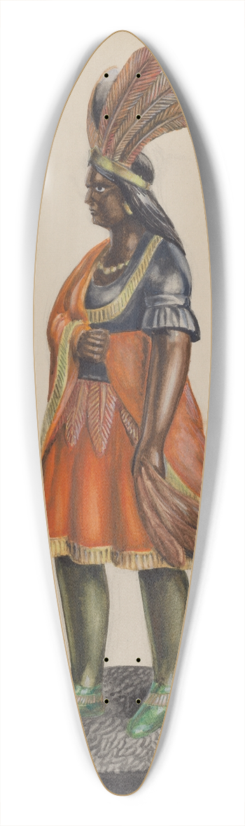 William Kerby - Wooden Indian 39.3 inch art pintail longboard deck