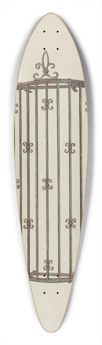 William Kieckhofel - Iron Grille at Window  Restoration Drawing 39.3 inch art pintail longboard deck