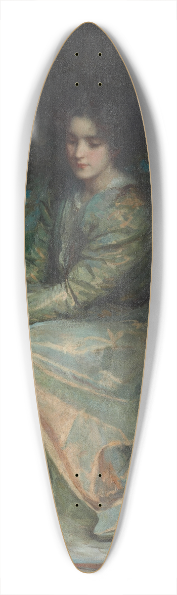 William Loudan - Blue and gold 39.3 inch art pintail longboard deck