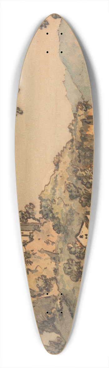 William Marlow - Castle Overlooking a River 39.3 inch art pintail longboard deck