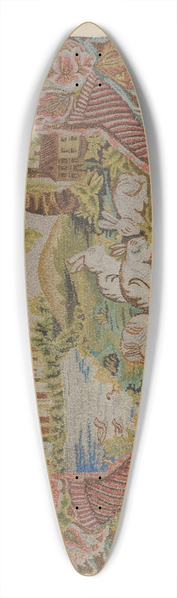 William P. Shearwood - Hooked Rug 39.3 inch art pintail longboard deck