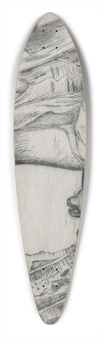 William Strang - Self-Portrait  The Etcher 39.3 inch art pintail longboard deck