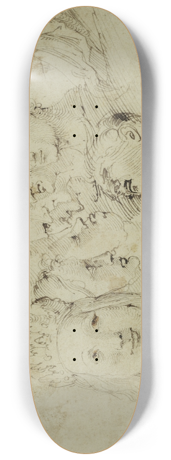 Hans Baldung - Studies of Heads 8.25 inch art skate deck