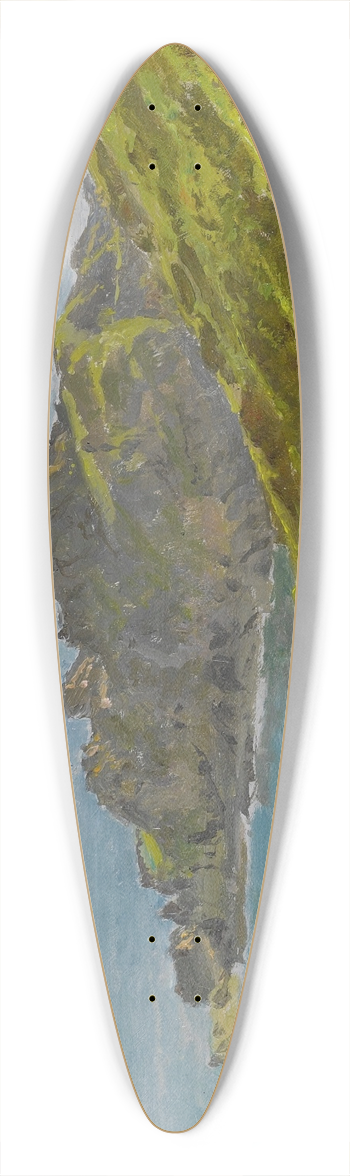 William Trost Richards - Coastline With Grassy Slope 39.3 inch art pintail longboard deck