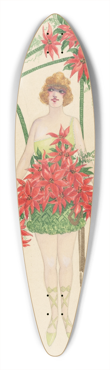 Will R. Barnes - 8-Poinsettias 39.3 inch art pintail longboard deck